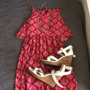 Red and white summer dress.